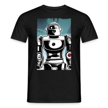 Roboter Comic Zukunft Cyborg Maschine Technik - Männer T-Shirt - Schwarz - Vorne - AI Model Male 178 light (178cm)
