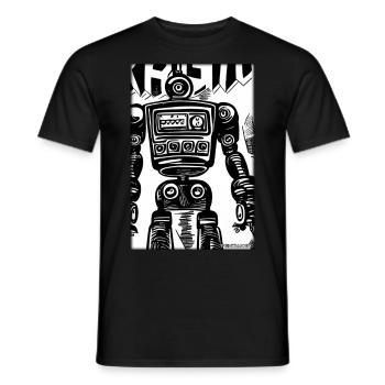 Roboter Comic Zukunft Cyborg Maschine Technik - Männer T-Shirt - Schwarz - Vorne - AI Model Male 178 light (178cm)