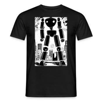 Roboter Comic Zukunft Cyborg Maschine Technik - Männer T-Shirt - Schwarz - Vorne - AI Model Male 178 light (178cm)