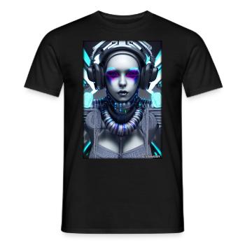 Cyber Goth Woman Future Technology Science - Men's T-Shirt - black - Front - AI Model Male 178 light (178cm)