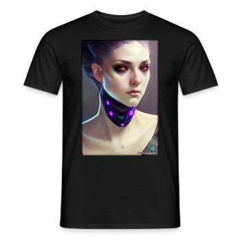 Cyber Goth Woman Future Technology Science - Men's T-Shirt - black - Front - AI Model Male 178 light (178cm)