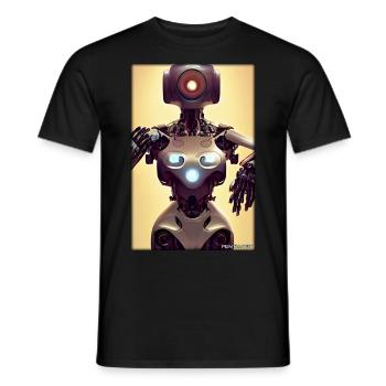Robot Future Science Sci-Fi Machine - Men's T-Shirt - black - Front - AI Model Male 178 light (178cm)