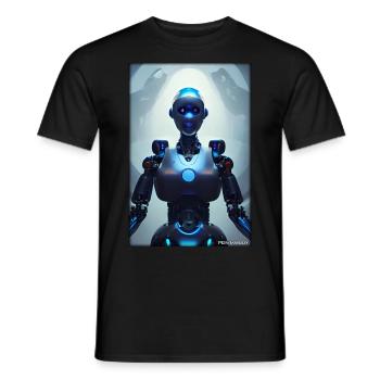 Robot Future Science Sci-Fi Machine - Men's T-Shirt - black - Front - AI Model Male 178 light (178cm)