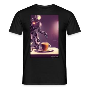Robot Coffee Future Science Machine - Men's T-Shirt - black - Front - AI Model Male 178 light (178cm)