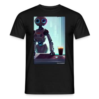 Roboter Kaffee Zukunft Wissenschaft Maschine - Männer T-Shirt - Schwarz - Vorne - AI Model Male 178 light (178cm)