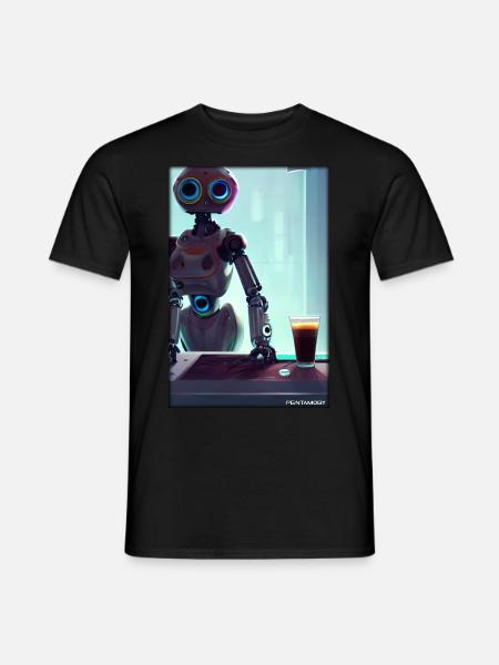 Robot Coffee Future Science Machine - Men's T-Shirt - black