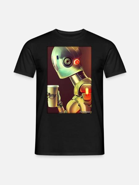 Robot Coffee Future Science Machine - Men's T-Shirt - black
