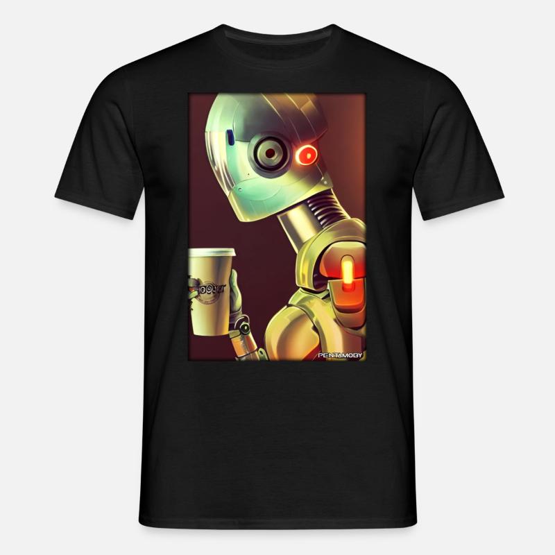 Robot Coffee Future Science Machine - Men's T-Shirt - black