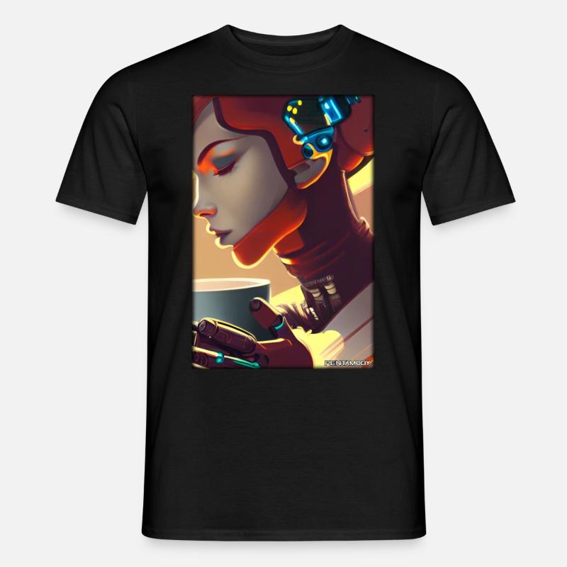 Robot Coffee Future Science Machine - T-shirt homme - noir