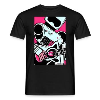 Robot Guitare Guitariste Future Musicien - T-shirt homme - noir - Devant - AI Model Male 178 light (178cm)