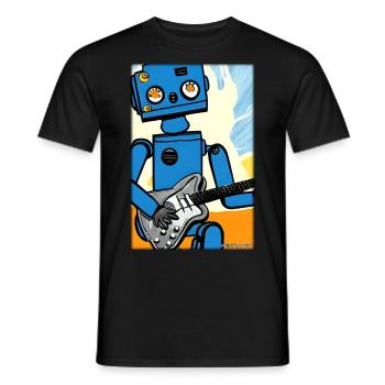 Roboter Gitarre Gitarrist Zukunft Musik Comic - Männer T-Shirt - Schwarz - Vorne - AI Model Male 178 light (178cm)