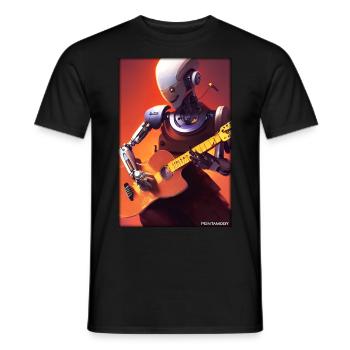 Robot Guitare Guitariste Future Musicien - T-shirt homme - noir - Devant - AI Model Male 178 light (178cm)