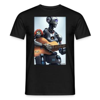 Robot Guitar Guitarist Future Music Musician - Men's T-Shirt - black - Front - AI Model Male 178 light (178cm)