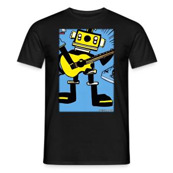 Roboter Gitarre Gitarrist Zukunft Musik Comic - Männer T-Shirt - Schwarz - Vorne - AI Model Male 178 light (178cm)