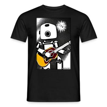 Roboter Gitarre Gitarrist Zukunft Musik Comic - Männer T-Shirt - Schwarz - Vorne - AI Model Male 178 light (178cm)