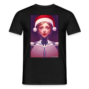 Robots Christmas Future Technology Science - Men's T-Shirt - black - Front - AI Model Male 178 light (178cm)