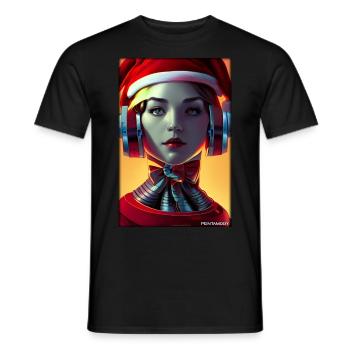 Robots Christmas Future Technology Science - Men's T-Shirt - black - Front - AI Model Male 178 light (178cm)