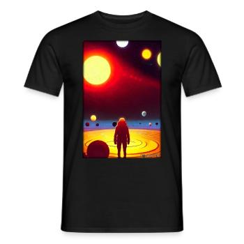 Galaxie Kosmos Universum Sonnensystem Astronaut - Männer T-Shirt - Schwarz - Vorne - AI Model Male 178 light (178cm)