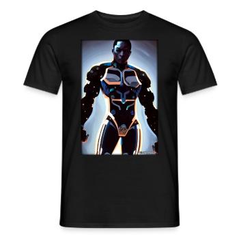 Cyborg Mann Zukunft Sci-Fi Maschine Technik - Männer T-Shirt - Schwarz - Vorne - AI Model Male 178 light (178cm)