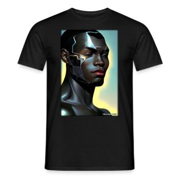 Cyborg Man Future Sci-Fi Machine Technology - T-shirt homme - noir - Devant - AI Model Male 178 light (178cm)