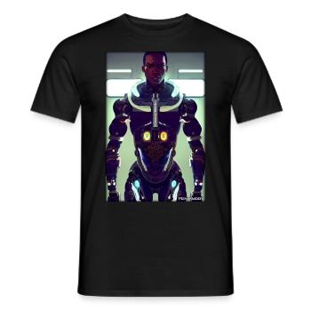 Cyborg Man Future Sci-Fi Machine Technology - T-shirt homme - noir - Devant - AI Model Male 178 light (178cm)