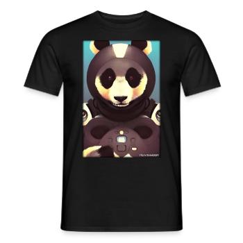 Pandabär Panda Astronaut Zukunft Sci-Fi Technik - Männer T-Shirt - Schwarz - Vorne - AI Model Male 178 light (178cm)