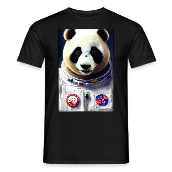 Pandabär Panda Astronaut Zukunft Sci-Fi Technik - Männer T-Shirt - Schwarz - Vorne - AI Model Male 178 light (178cm)
