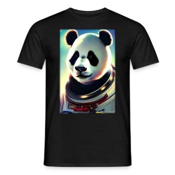 Pandabär Panda Astronaut Zukunft Sci-Fi Technik - Männer T-Shirt - Schwarz - Vorne - AI Model Male 178 light (178cm)