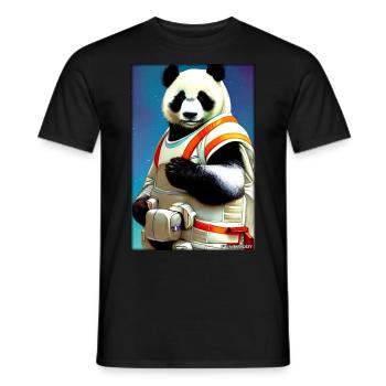 Pandabär Panda Astronaut Zukunft Sci-Fi Technik - Männer T-Shirt - Schwarz - Vorne - AI Model Male 178 light (178cm)