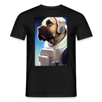 Dog Pet Astronaut Future Sci-Fi Technology - Men's T-Shirt - black - Front - AI Model Male 178 light (178cm)