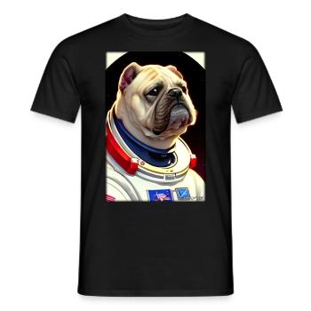Dog Pet Astronaut Future Sci-Fi Technology - Men's T-Shirt - black - Front - AI Model Male 178 light (178cm)