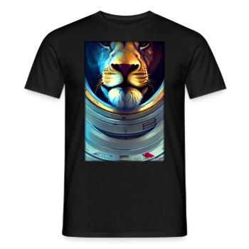 Löwe Raubkatze Astronaut Zukunft Sci-Fi Technik - Männer T-Shirt - Schwarz - Vorne - AI Model Male 178 light (178cm)