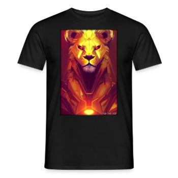 Lion Big Cat Cyber Neon Punk Future Sci-Fi - Men's T-Shirt - black - Front - AI Model Male 178 light (178cm)