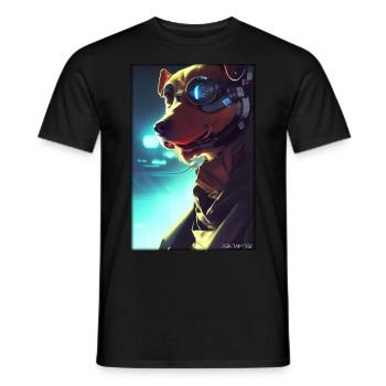 Dog Dog Lovers Cyber Neon Punk Future Sci-Fi - Men's T-Shirt - black - Front - AI Model Male 178 light (178cm)