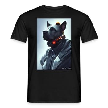 Dog Dog Lovers Cyber Neon Punk Future Sci-Fi - Men's T-Shirt - black - Front - AI Model Male 178 light (178cm)