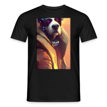 Dog Dog Lovers Cyber Neon Punk Future Sci-Fi - Men's T-Shirt - black - Front - AI Model Male 178 light (178cm)