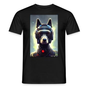 Dog Dog Lovers Cyber Neon Punk Future Sci-Fi - Men's T-Shirt - black - Front - AI Model Male 178 light (178cm)