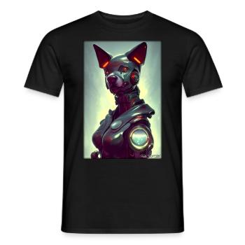 Dog Dog Lovers Cyber Neon Punk Future Sci-Fi - Men's T-Shirt - black - Front - AI Model Male 178 light (178cm)