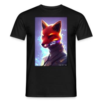 Fuchs Wildtier Cyber Neon Punk Zukunft Sci-Fi - Männer T-Shirt - Schwarz - Vorne - AI Model Male 178 light (178cm)
