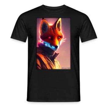 Fuchs Wildtier Cyber Neon Punk Zukunft Sci-Fi - Männer T-Shirt - Schwarz - Vorne - AI Model Male 178 light (178cm)