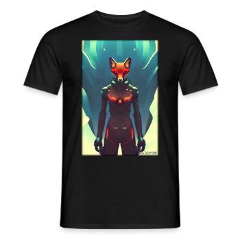 Fuchs Wildtier Cyber Neon Punk Zukunft Sci-Fi - Männer T-Shirt - Schwarz - Vorne - AI Model Male 178 light (178cm)