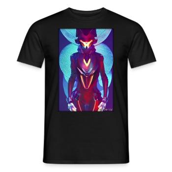Fuchs Wildtier Cyber Neon Punk Zukunft Sci-Fi - Männer T-Shirt - Schwarz - Vorne - AI Model Male 178 light (178cm)