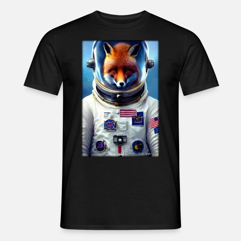 Fox Wildlife Astronaut Future Sci-Fi Technology - Men’s T-shirt - black