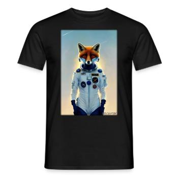 Fuchs Wildtier Astronaut Zukunft Sci-Fi Technik - Männer T-Shirt - Schwarz - Vorne - AI Model Male 178 light (178cm)