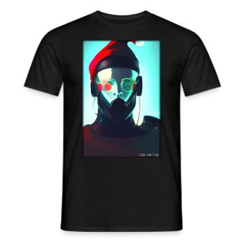 Weihnachtsmann Weihnachten Zukunft Cyber Neon Punk - Männer T-Shirt - Schwarz - Vorne - AI Model Male 178 light (178cm)