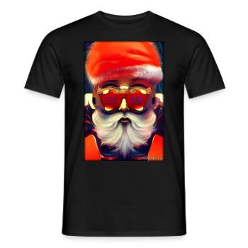 Santa Claus Christmas Future Cyber Neon Punk - Men's T-Shirt - black - Front - AI Model Male 178 light (178cm)