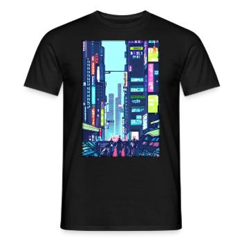 Tokyo City Stadt Cyber Punk Zukunft Sci-Fi Asien - Männer T-Shirt - Schwarz - Vorne - AI Model Male 178 light (178cm)