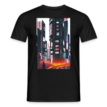 Tokyo City City Cyber Punk Future Sci-Fi Asia - Men's T-Shirt - black - Front - AI Model Male 178 light (178cm)