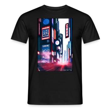 Tokyo City Stadt Cyber Punk Zukunft Sci-Fi Asien - Männer T-Shirt - Schwarz - Vorne - AI Model Male 178 light (178cm)