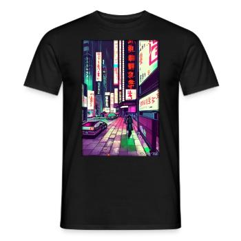 Tokyo City City Cyber Punk Future Sci-Fi Asie - T-shirt homme - noir - Devant - AI Model Male 178 light (178cm)
